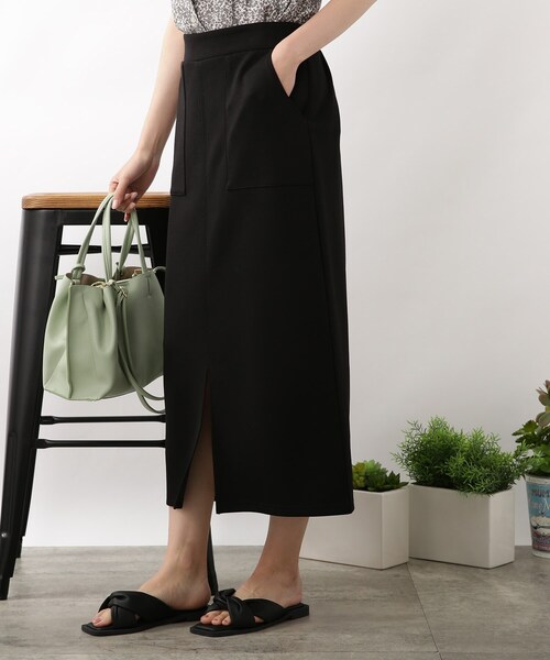 DRESKIP(ドレスキップ)の「◆ダンボ-ルニットナロ-スカート(スカート・レディース・ライトグレー/ピンク系/ブラック・03/02/04)」の2枚目の写真