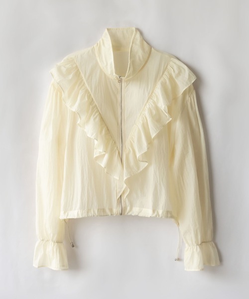 lilLilly フリルシアーフリルブルゾンジャケット♡ lilLilly リルリリーフリルシアーフリルブルゾン WHITE ジャケット