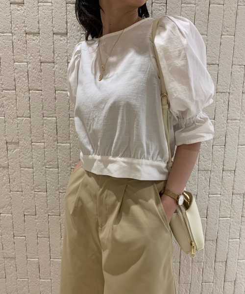 y/m（イム）の「ショートブラウス（シャツ/ブラウス・レディース・オフホワイト/ダークオレンジ・FREE）」の3枚目の写真