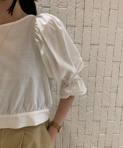 y/m（イム）の「ショートブラウス（シャツ/ブラウス・レディース・オフホワイト/ダークオレンジ・FREE）」の7枚目の写真