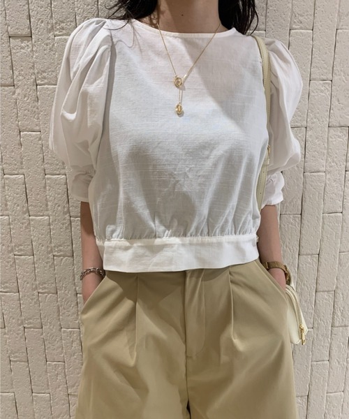 y/m（イム）の「ショートブラウス（シャツ/ブラウス・レディース・オフホワイト/ダークオレンジ・FREE）」の4枚目の写真