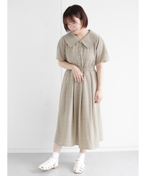 ehka sopo(エヘカソポ)の「小花柄ワンピース(ワンピース・レディース・ブラック/オフホワイト/キナリ・フリ-)」の5枚目の写真