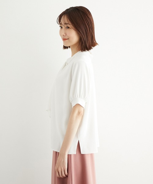 ROPE' PICNIC(ロペピクニック)の「2WAY/ボウタイハーフスリーブブラウス(シャツ/ブラウス・レディース・ライトグレー/チャコールグレー/ホワイト・38/40)」の4枚目の写真