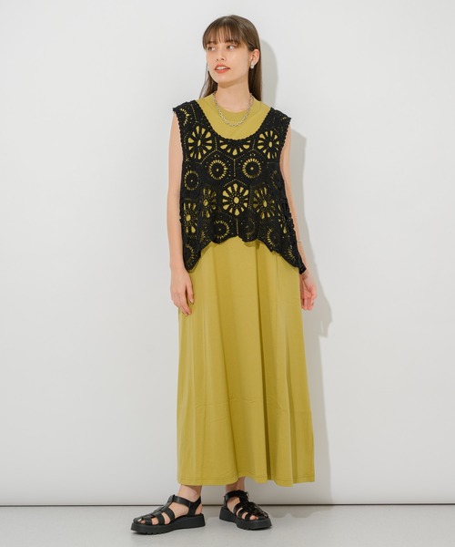 Paradise Picnic（パラダイスピクニック）の「クロシェ編みタンクトップ（ベスト・レディース・ブラック/ベージュ・FREE）」の17枚目の写真