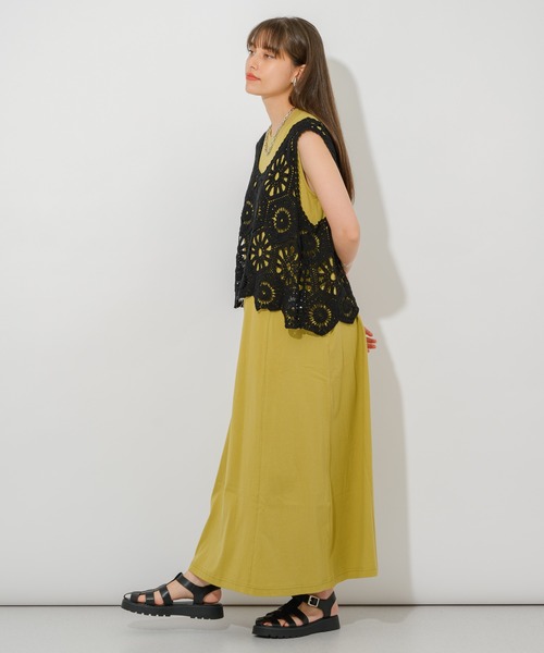 Paradise Picnic（パラダイスピクニック）の「クロシェ編みタンクトップ（ベスト・レディース・ブラック/ベージュ・FREE）」の8枚目の写真