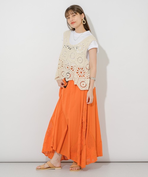 Paradise Picnic（パラダイスピクニック）の「クロシェ編みタンクトップ（ベスト・レディース・ブラック/ベージュ・FREE）」の6枚目の写真