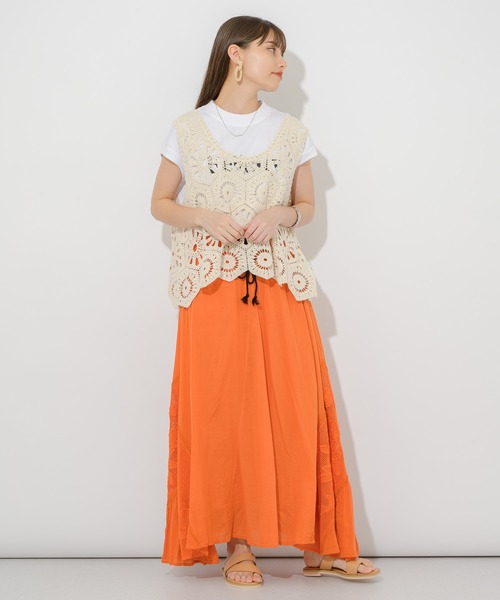 Paradise Picnic（パラダイスピクニック）の「クロシェ編みタンクトップ（ベスト・レディース・ブラック/ベージュ・FREE）」の9枚目の写真