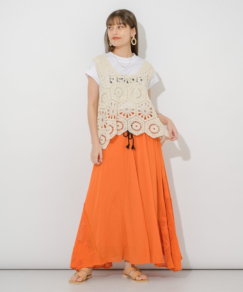 Paradise Picnic（パラダイスピクニック）の「クロシェ編みタンクトップ（ベスト・レディース・ブラック/ベージュ・FREE）」の15枚目の写真