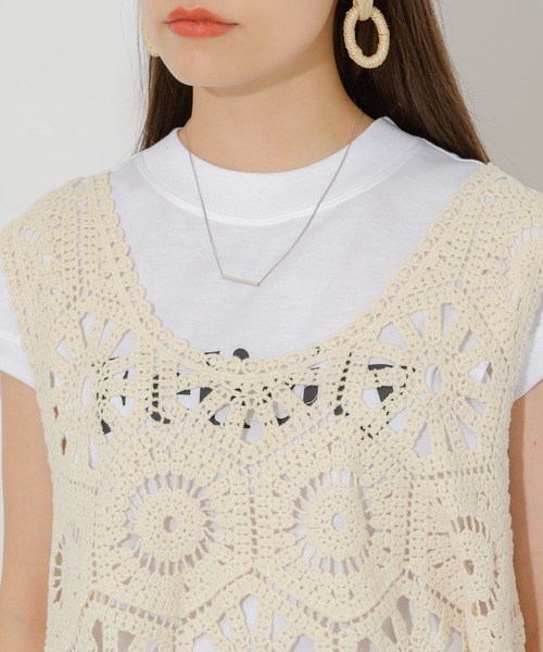 Paradise Picnic（パラダイスピクニック）の「クロシェ編みタンクトップ（ベスト・レディース・ブラック/ベージュ・FREE）」の13枚目の写真