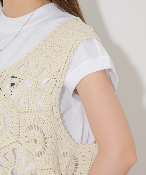 Paradise Picnic（パラダイスピクニック）の「クロシェ編みタンクトップ（ベスト・レディース・ブラック/ベージュ・FREE）」の16枚目の写真