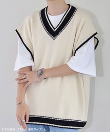 JUNRED | Mr.SZK × JUNRed / オーバーサイズ チルデンニットベスト(ベスト)