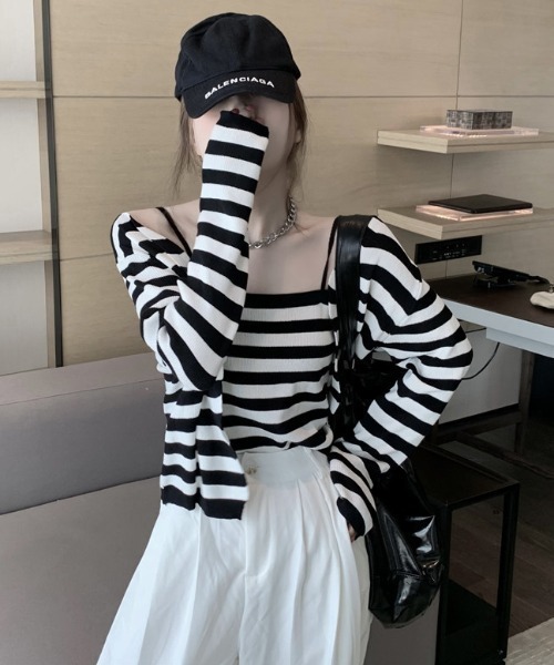 gossip!ロサンゼルス(ゴシップロサンゼルス)の「ニットキャミカーディガン(アンサンブル・レディース・ブラック/マルチ/ホワイト・FREE)」の16枚目の写真
