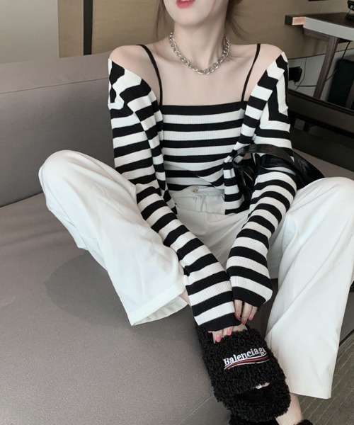 gossip!ロサンゼルス(ゴシップロサンゼルス)の「ニットキャミカーディガン(アンサンブル・レディース・ブラック/マルチ/ホワイト・FREE)」の12枚目の写真