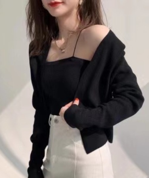 gossip!ロサンゼルス(ゴシップロサンゼルス)の「ニットキャミカーディガン(アンサンブル・レディース・ブラック/マルチ/ホワイト・FREE)」の14枚目の写真