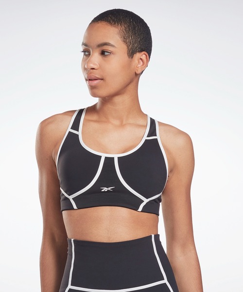 Reebok(リーボック)の「ラックス レーサー カラーブロック パデッドブラ / Lux Racer Colorblocked Padded Bra(スポーツブラ・レディース・パープル/ブラック/グリーン・LARGE/MEDIUM/SMALL/X-LARGE/X-SMALL)」の2枚目の写真
