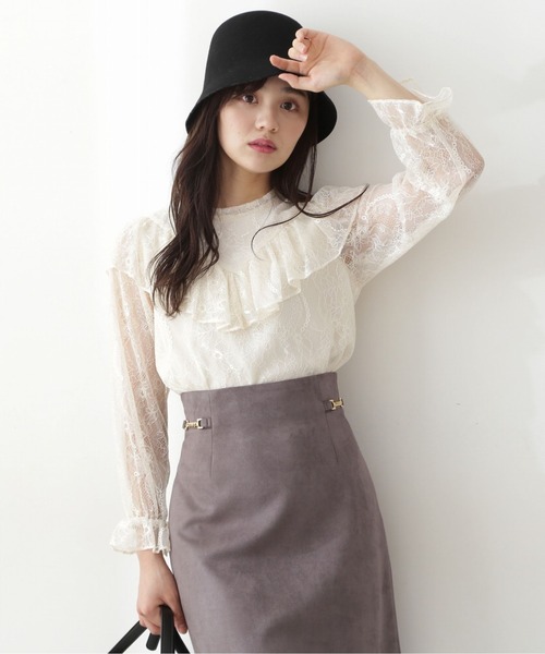 PROPORTION BODY DRESSING（プロポーションボディドレッシング）の「ギャザーフリルレースブラウス / 1212210901（シャツ/ブラウス・レディース・ブラウン系その他/ホワイト系その他/ブルー・FREE）」の6枚目の写真