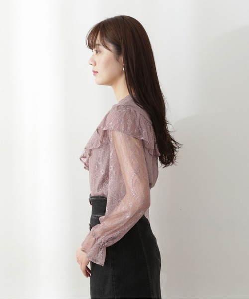 PROPORTION BODY DRESSING（プロポーションボディドレッシング）の「ギャザーフリルレースブラウス / 1212210901（シャツ/ブラウス・レディース・ブラウン系その他/ホワイト系その他/ブルー・FREE）」の8枚目の写真