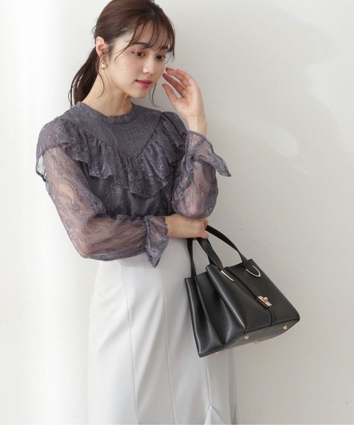 PROPORTION BODY DRESSING（プロポーションボディドレッシング）の「ギャザーフリルレースブラウス / 1212210901（シャツ/ブラウス・レディース・ブラウン系その他/ホワイト系その他/ブルー・FREE）」の7枚目の写真