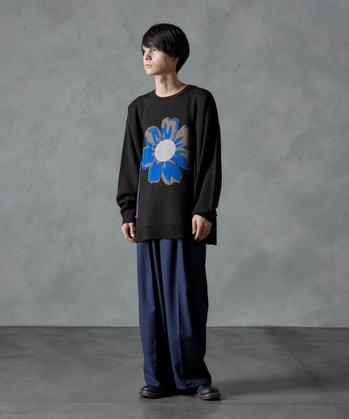 NILWAY（ニルウェイ）の「フラワージャガードクルーネックニット（ニット/セーター・メンズ・ライトグレー/ブラック・MEDIUM/LARGE）」の12枚目の写真