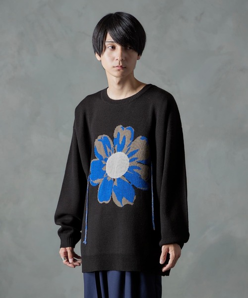 NILWAY（ニルウェイ）の「フラワージャガードクルーネックニット（ニット/セーター・メンズ・ライトグレー/ブラック・MEDIUM/LARGE）」の9枚目の写真