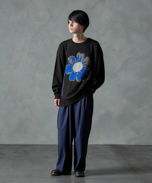 NILWAY（ニルウェイ）の「フラワージャガードクルーネックニット（ニット/セーター・メンズ・ライトグレー/ブラック・MEDIUM/LARGE）」の13枚目の写真