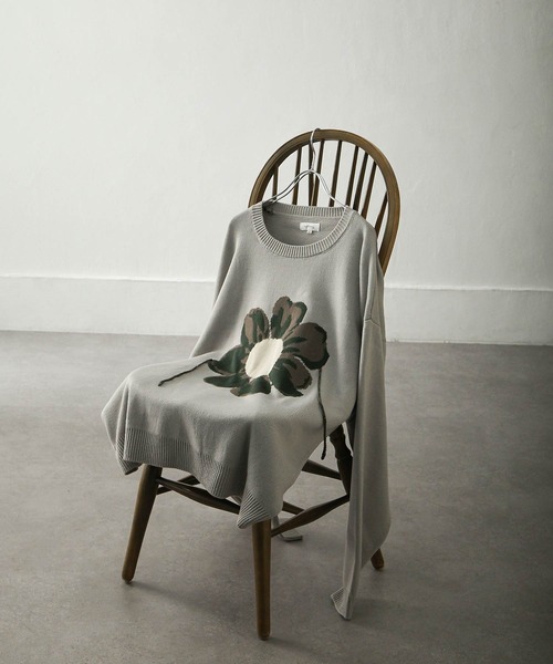 NILWAY（ニルウェイ）の「フラワージャガードクルーネックニット（ニット/セーター・メンズ・ライトグレー/ブラック・MEDIUM/LARGE）」の21枚目の写真