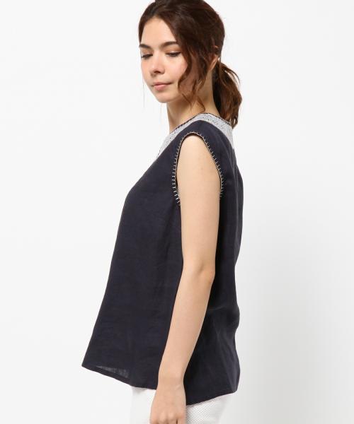 23区（ニジュウサンク）の「コルトレイクリネン ノースリーブブラウス（シャツ/ブラウス・レディース・ホワイト系/ネイビー系・40/38）」の7枚目の写真