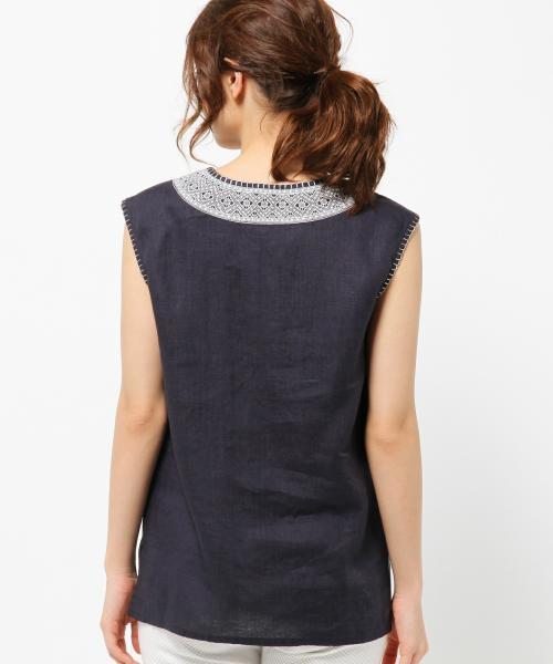 23区（ニジュウサンク）の「コルトレイクリネン ノースリーブブラウス（シャツ/ブラウス・レディース・ホワイト系/ネイビー系・40/38）」の12枚目の写真