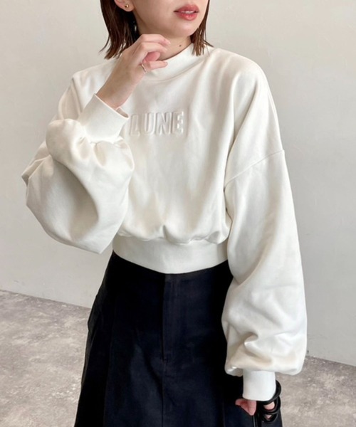 Heather(ヘザー)の「エンボススウェットプルオーバー 171538(スウェット・レディース・ブラック/ブラウン/オフホワイト・FREE)」の2枚目の写真