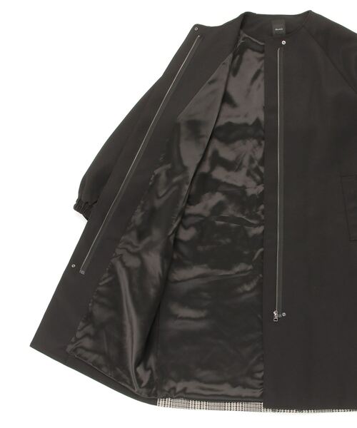 Munich（ミューニック）の「Munich（ミューニック）リサイクルポリエステル×チェックドッキングコート（ノーカラーコート・レディース・ブラック・S）」の3枚目の写真