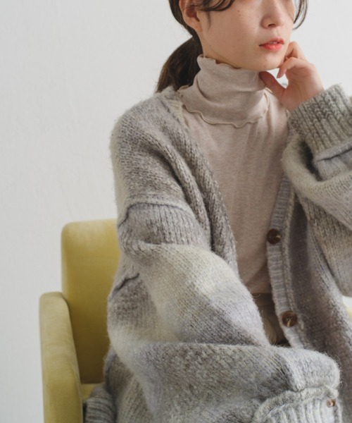 Kastane（カスタネ）の「【新色追加】MIXテレコメロウハイネックロンT（Tシャツ/カットソー・レディース・アイボリー/ブルー/モカ/サックスブルー・FREE）」の5枚目の写真