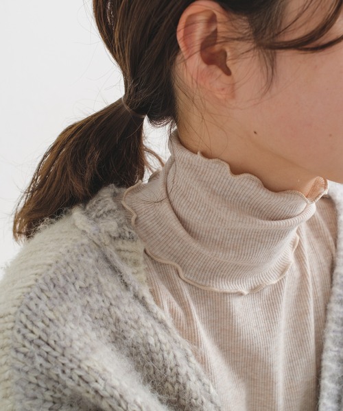 Kastane（カスタネ）の「【新色追加】MIXテレコメロウハイネックロンT（Tシャツ/カットソー・レディース・アイボリー/ブルー/モカ/サックスブルー・FREE）」の7枚目の写真