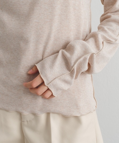 Kastane（カスタネ）の「【新色追加】MIXテレコメロウハイネックロンT（Tシャツ/カットソー・レディース・アイボリー/ブルー/モカ/サックスブルー・FREE）」の15枚目の写真