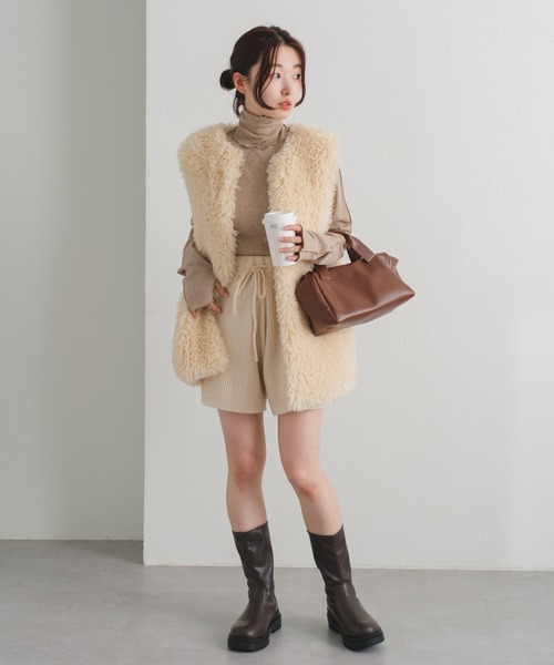 Kastane（カスタネ）の「【新色追加】MIXテレコメロウハイネックロンT（Tシャツ/カットソー・レディース・アイボリー/ブルー/モカ/サックスブルー・FREE）」の19枚目の写真