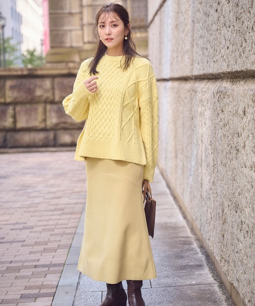 NATURAL BEAUTY BASIC(ナチュラルビューティーベーシック)の「メルトンライクマーメイドスカート(スカート・レディース・ピンク/イエロー/チャコールグレー・SMALL/MEDIUM)」の1枚目の写真