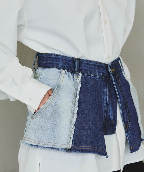 casane（カサネ）の「リメイクデニムサロン（ベルト・レディース・ブルー・FREE）」の5枚目の写真