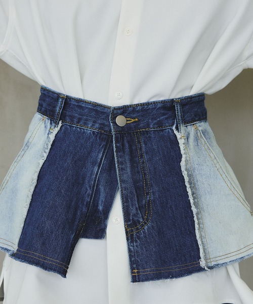 casane（カサネ）の「リメイクデニムサロン（ベルト・レディース・ブルー・FREE）」の7枚目の写真