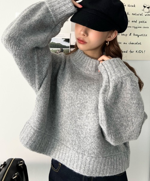 moment+（モーメントプラス）の「MIXヤーンショートニットプルオーバー