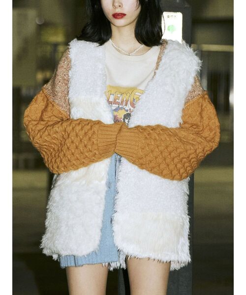 jouetie（ジュエティ）の「クレイジーファーベスト（ベスト・レディース・ブラック/アイボリー/その他1・MEDIUM）」の5枚目の写真