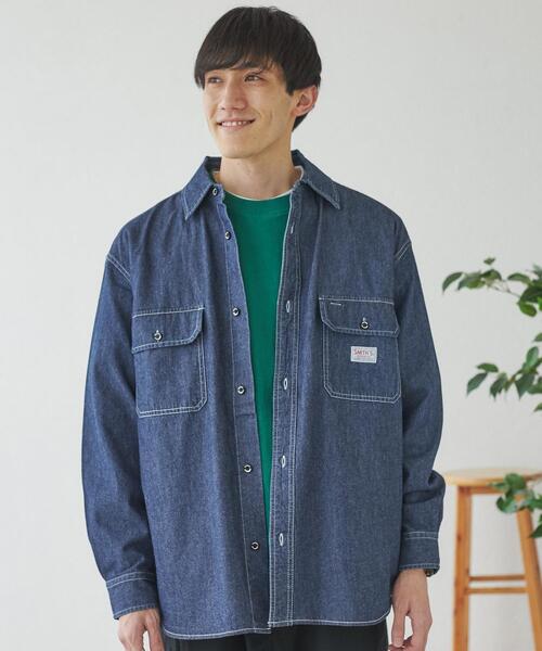 SMITH'S(スミス)の「SMITH'S(スミス)別注デニムワークシャツ(シャツ/ブラウス・メンズ・ネイビー・L/S/M/XL)」の4枚目の写真