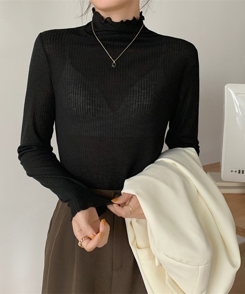 Jewelobe（ジュエローブ）の「ボトルネックセミシアーカットソー（Tシャツ/カットソー・レディース・ブルー/ブラック/グリーン/ホワイト/オレンジ・FREE）」の2枚目の写真