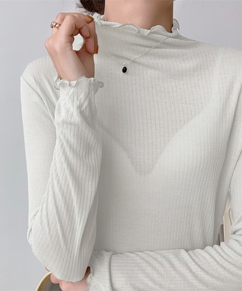 Jewelobe（ジュエローブ）の「ボトルネックセミシアーカットソー（Tシャツ/カットソー・レディース・ブルー/ブラック/グリーン/ホワイト/オレンジ・FREE）」の10枚目の写真