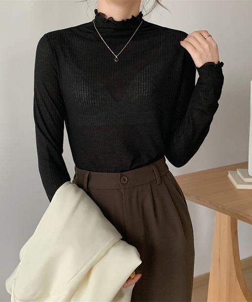 Jewelobe（ジュエローブ）の「ボトルネックセミシアーカットソー（Tシャツ/カットソー・レディース・ブルー/ブラック/グリーン/ホワイト/オレンジ・FREE）」の11枚目の写真