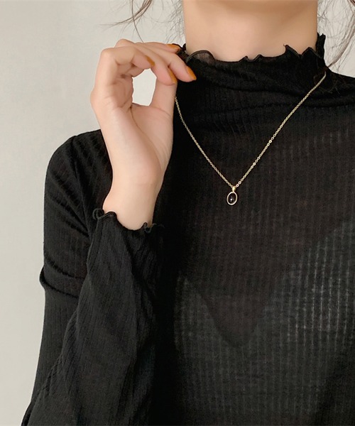 Jewelobe（ジュエローブ）の「ボトルネックセミシアーカットソー（Tシャツ/カットソー・レディース・ブルー/ブラック/グリーン/ホワイト/オレンジ・FREE）」の12枚目の写真