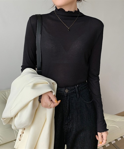 Jewelobe（ジュエローブ）の「ボトルネックセミシアーカットソー（Tシャツ/カットソー・レディース・ブルー/ブラック/グリーン/ホワイト/オレンジ・FREE）」の13枚目の写真