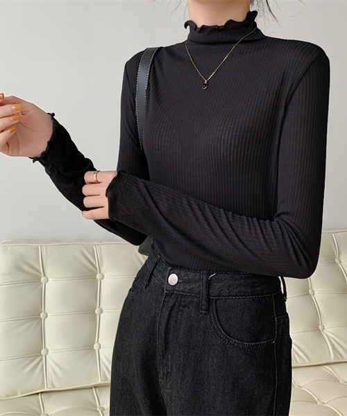 Jewelobe（ジュエローブ）の「ボトルネックセミシアーカットソー（Tシャツ/カットソー・レディース・ブルー/ブラック/グリーン/ホワイト/オレンジ・FREE）」の14枚目の写真