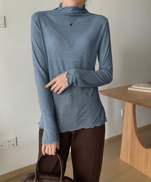 Jewelobe（ジュエローブ）の「ボトルネックセミシアーカットソー（Tシャツ/カットソー・レディース・ブルー/ブラック/グリーン/ホワイト/オレンジ・FREE）」の16枚目の写真