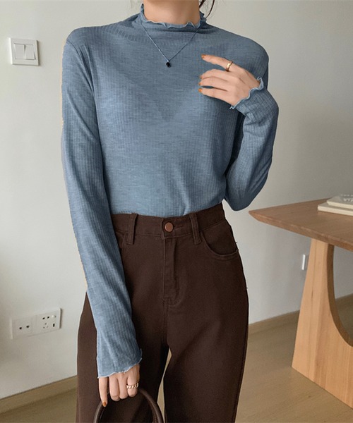 Jewelobe（ジュエローブ）の「ボトルネックセミシアーカットソー（Tシャツ/カットソー・レディース・ブルー/ブラック/グリーン/ホワイト/オレンジ・FREE）」の18枚目の写真