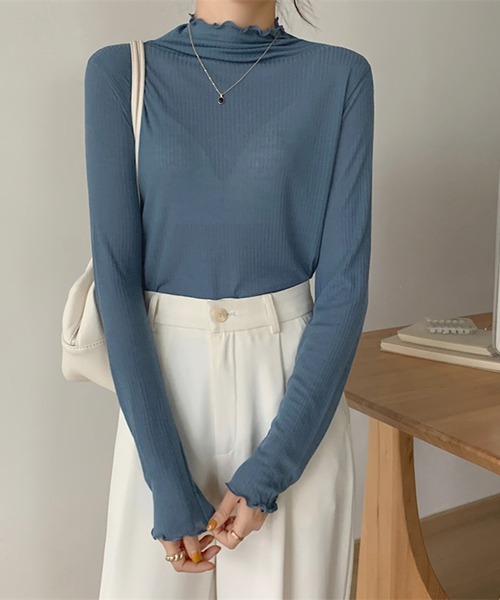 Jewelobe（ジュエローブ）の「ボトルネックセミシアーカットソー（Tシャツ/カットソー・レディース・ブルー/ブラック/グリーン/ホワイト/オレンジ・FREE）」の20枚目の写真