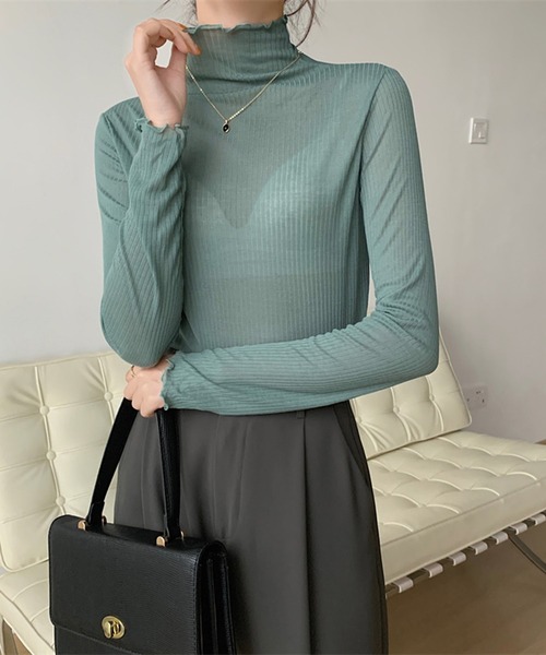 Jewelobe（ジュエローブ）の「ボトルネックセミシアーカットソー（Tシャツ/カットソー・レディース・ブルー/ブラック/グリーン/ホワイト/オレンジ・FREE）」の22枚目の写真